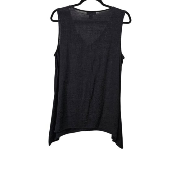 ❤️ALYX V Neck Boho Beaded Gauzy Black Tank Top - Picture 5 of 6